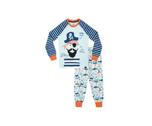 Harry Bear Boy's Stripey Pirate Cosy Snuggle Fit Pyjamas in Blue | Size: 7-8 Years Harry Bear Blue 7-8 Years