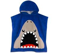 Harry Bear Boys Towel Poncho, Shark Hooded Towels For Kids, Cotton Kids Beach Towel and Swimming Towels, One Size, Blue