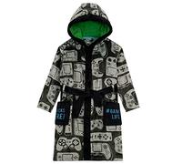 Harry Bear Gaming Boys Dressing Gown, Kids Dressing Gown, Cosy Fleece Boys Bathrobes, Grey 9-10 Years