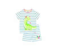 Harry Bear Girl's Dinosaur Stripe Short Pyjamas in Blue | Size: 3-4 Years Harry Bear Blue 3-4 Years