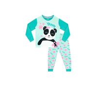 Harry Bear Girl's Flower Panda Print Pyjamas in Green | Size: 7-8 Years Harry Bear Green 7-8 Years