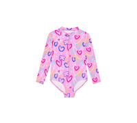 Harry Bear Girl's Heart Pattern Long Sleeve Swimsuit in Pink | Size: 6-7 Years Harry Bear Pink 6-7 Years