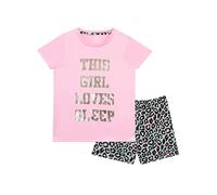 Harry Bear Girls Short Pyjamas Sleep Slogan Pink 7-8 Years
