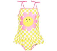 Harry Bear Girls Swimsuit | Floral Swimsuit |Checkered Swimming Costume for Girls | Girls Swimwear | Yellow 3-4 Years