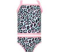 Harry Bear Girls Tankini | Leopard Print Bikini | Animal Print Girls Swimming Costume | Blue 6-7 Years