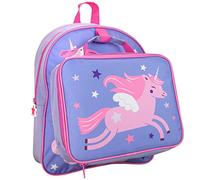 Harry Bear Kids Backpack and Lunchbag Set Purple Unicorn