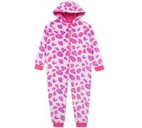 Harry Bear Leopard Print Onesie | Hooded Girls Onesie | Fluffy Onesies For Girls | Pink 9-10 Years