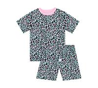 Harry Bear Leopard Print Pyjamas | Girls Short Pyjamas | Cotton Girls’ Pyjama Sets | Blue 3-4 Years