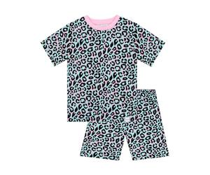 Harry Bear Leopard Print Pyjamas | Girls Short Pyjamas | Cotton Girls’ Pyjama Sets | Blue 5-6 Years