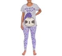 Harry Bear Womens Sloth Pyjamas Purple Size X-Small