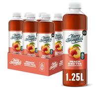 Harry Brompton’s Peach Iced Tea (6 x 1.25L Bottles) - Refreshing - British Brewed - Made with Black Tea & Real Peach Juice - Low Calorie, No Artificial Sweeteners