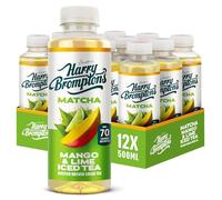 Harry Brompton's Iced Tea - Matcha Mango & Lime 12x500ml Bottles - Made with organic Matcha tea infused with real fruit
