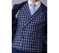 Harry Brown London Thomas Double Breasted Waistcoat - Blue & White Check - 36R - Blue