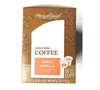 Harry & David Maple Flavoured Coffee - 18 Coffee Pods Per Box - Various Flavour Options (Maple Vanilla)