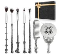 Harry Gifts for Women, Potter Makeup Brushes with Mirror & Comb, Christmas Birthday Gifts for Kids, Silver