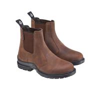 Harry Hall Elasticated Leather Short Yard Boots - Durable Outdoor Footwear with Side Panels & Pull Tab - Pre-Worn Finish, Versatile Design Size 3 Brown