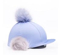 Harry Hall Elegant Lavender Hat Silk - Stretch Fit, Peaked Design with Faux Fur Pom-Poms - Elasticated Hem for Snug Fit - Durable Polyester & Elastane - Sophisticated Jockey AccessoryXX - Lavender
