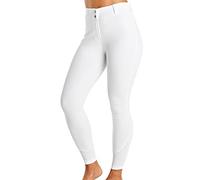 Harry Hall Horse Riding Leggings for Women - Full Grip Silicone Seat Equestrian Farnell Ladies Breeches - Comfort Medium Rise Fit & Stretch Ankle Panels - White, Size 30