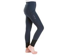 Harry Hall Junior Winter Riding Tights with Full Silicone Seat - Brushed Fleece Lining - Phone Pocket - Supportive Waistband - Machine Washable - Navy Blue - 9-10yr
