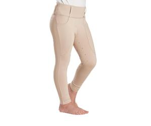 Harry Hall Kids Competition Riding Tights - Silicone Seat, Stretch Fabric, Pockets Beige