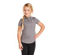 Harry Hall Kids Performance Polo Shirt - Stretch Fabric, Fitted Riding & Leisure Top. Grey