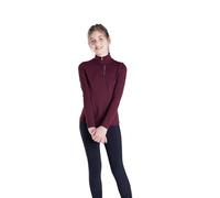 Harry Hall Kids Thermal Base Layer - Warm Brushed Zip Top for Riding, Cycling & Outdoor Play - 11-12 Years - Maroon