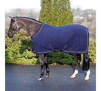 Harry Hall Masta Horse Fleece Stable Rug - Protective Super Soft Sheet for Horses - Equestrian Show Travel Blanket - Breathable Anti-Rub lining - Navy Blue, Size 7ft 6inch