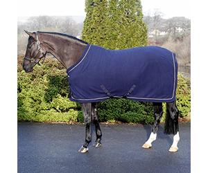 Harry Hall Masta Horse Fleece Stable Rug - Protective Super Soft Sheet for Horses - Equestrian Show Travel Blanket - Breathable Anti-Rub lining - Navy Blue, Size 7ft