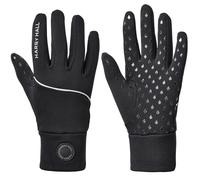 Harry Hall Thermal Kids Horse Riding Gloves with Silicon Print for Extra Grip Girls Boys Junior Equestrian Gloves Lightweight Stretchy Black Size