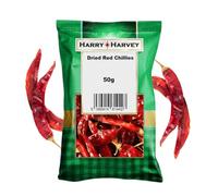 Harry Harvey Birds Eye Dried Red Chillies 50g Whole | Authentic Kashmiri Chilli for Curries, Rice & Indian Cooking | Hot Mirch Pepper Spice Herb Seasoning | Add Heat to Everyday Recipes