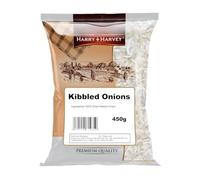 Harry Harvey Kibbled Onions 450 g | Dehydrated Flakes/Chopped Onion Seasoning for Burgers, Hot Dogs, Curry & Meat | Dried Onion Flakes for Cooking & Texture Boost