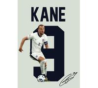 Harry Kane Signed Poster Print - England National Team Captain Tribute Wall Art with Signature & Jersey No. 9 - Striker Memorabilia for Football Fans, A3 Poster Print (420x297mm)