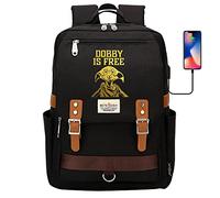 Harry Magic Rucksack, Fashion "Dobby is Free" Backpack, Ladies Youth Children Travel Schoolbag, Students Study Bag Large Black