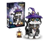 Harry Magic Tuxedo Cat Building Blocks Set, 1128PCS Collectiable Kitten Building Bricks Kit, Wizard Hat Animal Model Toys, Ideas Gifts for Home Decor Creative Gift for Kids Adults