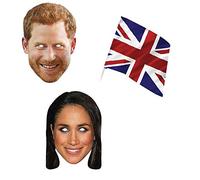 Harry Meghan Markle Face Mask Royal Family Couple Wedding Jubilee Supplies Celebrities Hen Street and Stag Parties Fancy Dress