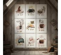 Harry Poster 9 PCS Canvas Wall Art Inspirational Quotes Potter Wall Art Motivational Potter Gift Wall Art for Hallway Stairs Bedroom Harry Gifts for Women Magic Decorations for Birthday Party