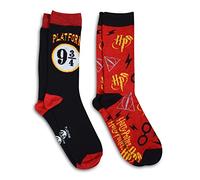 Harry Potter 9 3/4 Hogwarts Express Lightning Bolt Pair 2 Pack Socks, Red, Large