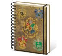 Harry Potter A5 Lined Wiro Notebook Hogwarts Crest & Four Houses - Official Merc