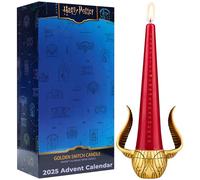 Harry Potter Advent Candle, Unscented Tapered Christmas Candle with 12-hr Burning Time & Reusable Resin Holder, Party Table Christmas Decorations (Multi Snitch)