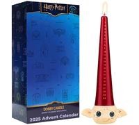 Harry Potter Advent Candle, Unscented Tapered Christmas Candle with 12-hr Burning Time & Reusable Resin Holder, Party Table Christmas Decorations (Multi Dobby)