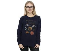 Harry Potter Women's All I Want For Christmas Sweatshirt Navy Blue Medium