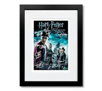 Harry Potter All Movie Film Posters Cast Signed A4 Poster Photo Print Framed Autograph Gift Daniel Radcliffe, Rupert Grint, Emma Watson (Half-Blood Prince A4 Framed & Mounted)