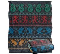 HARRY POTTER and The Deathly Hallows Part 2 Blanket, 152 x 127 cm House Crests Silky Touch Super Soft Throw Blanket
