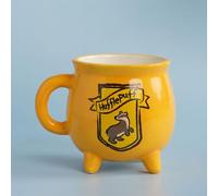 Harry Potter Back To Hogwarts Cauldron Mug - Hufflepuff | Three-footed ceramic cauldron mug with house crest for tea, coffee and magical kitchen displays