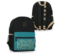Harry Potter Backpack for Girls Hogwarts Crest Small Black Nylon Backpack for School or Kids Travel Side Meshed Pockets, Includes Personalised Name Label