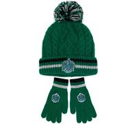 Harry Potter Hat and Gloves Set Kids | Boys Girls Gryffindor Ravenclaw Slytherin Hufflepuff House Options Knitted Pom Pom Beanie | Magical One Size Winter Hat