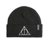 Harry Potter Beanie Black Deathly Hallows Adults Embroidered