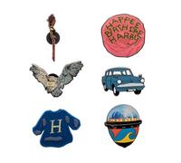 Harry Potter Birthday Present 6 Pin Set - Jewelry Brands - Officially Licensed Wizarding World Collectible Pin Set for Fans & Collectors - Includes Hedwig, Ford Anglia, Wand & More - Magical Gift for