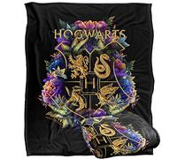 HARRY POTTER Blanket, 152 x 127 cm, Hogwarts Multi-Colored Floral Crest, Silky Touch Super Soft Throw Blanket