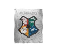 Harry Potter Blanket, 152X127 Cm Intricate Hogwarts Logo Silky Touch Super Soft Throw Blanket In White White One Size